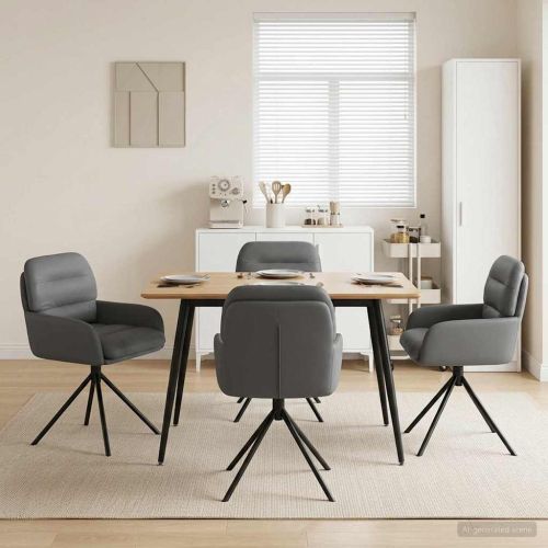 Въртящи се трапезни столове 4 pcs Изкуствена Сиво