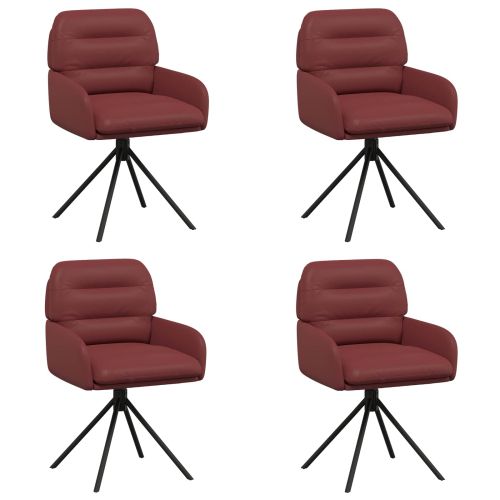 Въртящи се трапезни столове 4 pcs Изкуствена Виненочервен