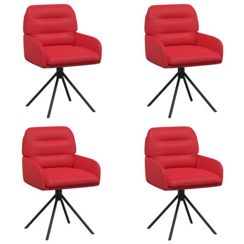 Въртящи се трапезни столове 4 pcs Изкуствена Червено