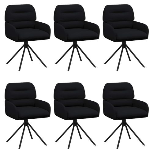 Въртящи се трапезни столове 6 pcs Изкуствена Черно
