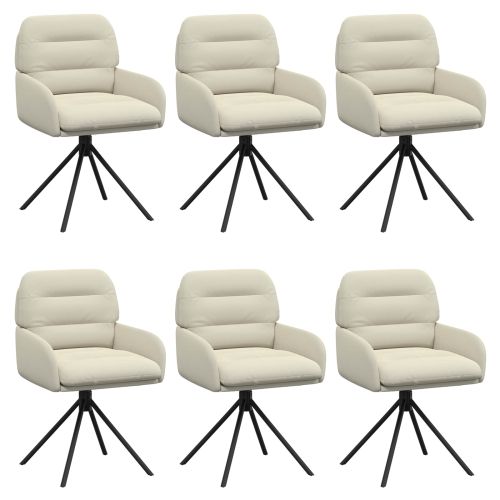 Въртящи се трапезни столове 6 pcs Изкуствена Кремаво
