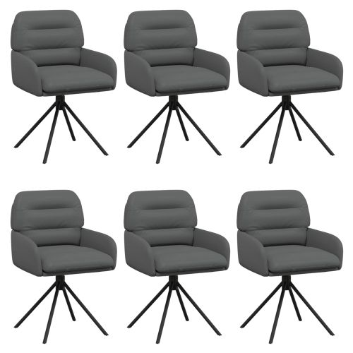 Въртящи се трапезни столове 6 pcs Изкуствена Сиво