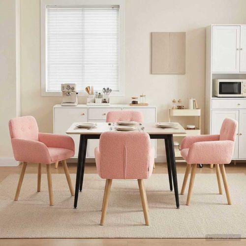 Обедени столове 4 pcs Букле Розово 59 х 57 х 85 см