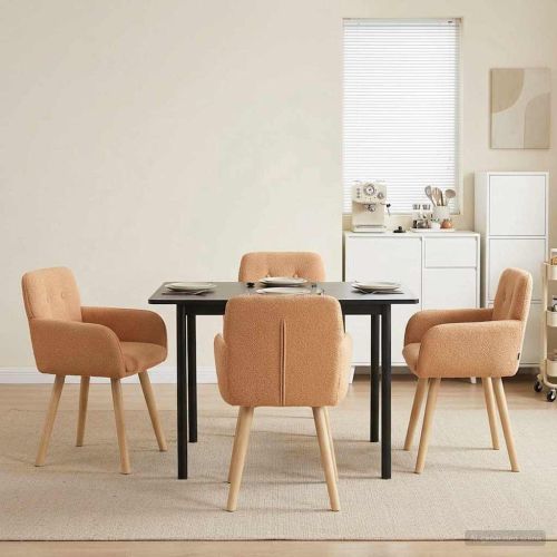 Обедени столове 4 pcs Букле Бежово 59 х 57 х 85 см
