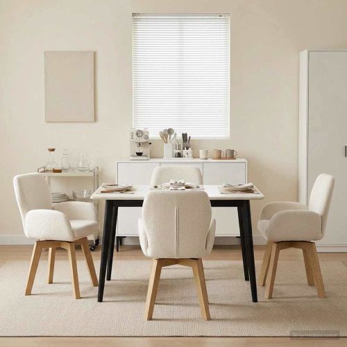 Въртящи се трапезни столове 4 pcs Букле Кремаво 54 x 58 x 87 см