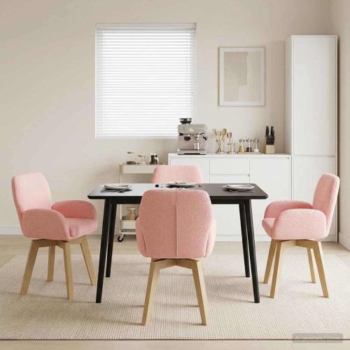 Въртящи се трапезни столове 4 pcs Букле Розово 54 x 58 x 87 см