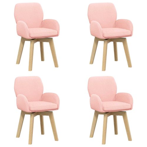 Въртящи се трапезни столове 4 pcs Букле Розово 54 x 58 x 87 см