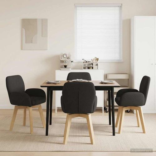 Въртящи се трапезни столове 4 pcs Букле Черно 54 x 58 x 87 см