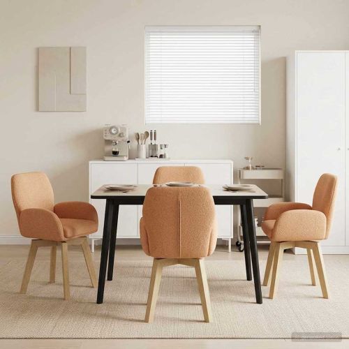 Въртящи се трапезни столове 4 pcs Букле Бежово 54 x 58 x 87 см