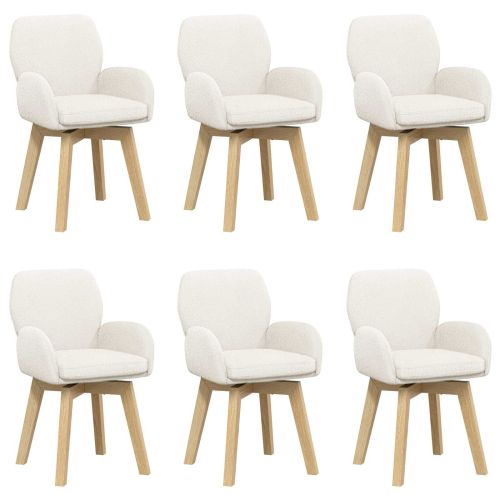 Въртящи се трапезни столове 6 pcs Букле Кремаво 54 x 58 x 87 см