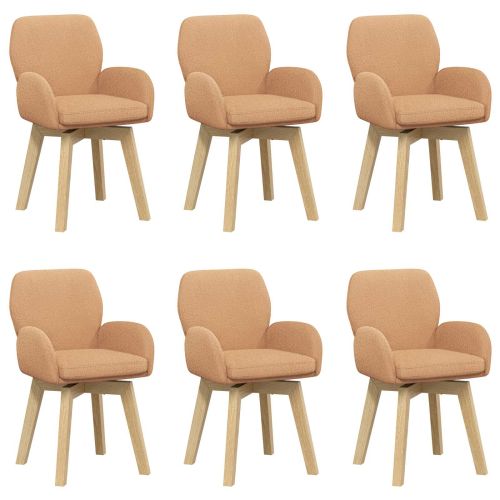 Въртящи се трапезни столове 6 pcs Букле Бежово 54 x 58 x 87 см