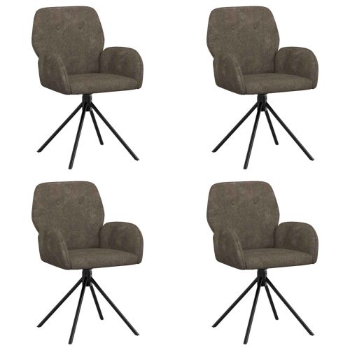Въртящи се трапезни столове 4 pcs Изкуствена набук Тъмносиво