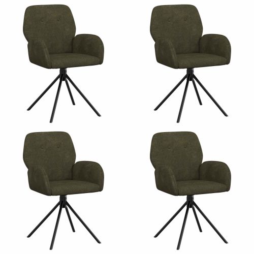 Въртящи се трапезни столове 4 pcs Изкуствена набук Военнозелено
