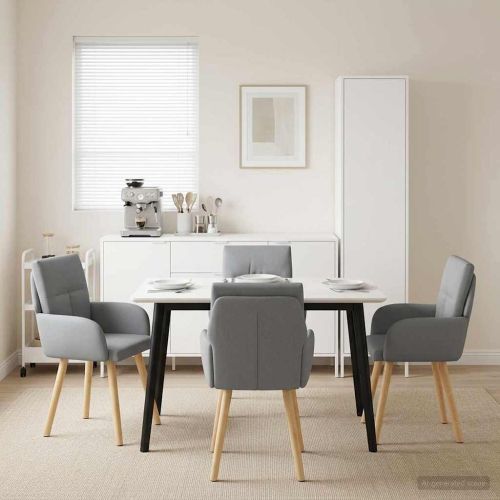 Обедени столове 4 pcs Текстил Светлосиво 60 x 56 x 96 см