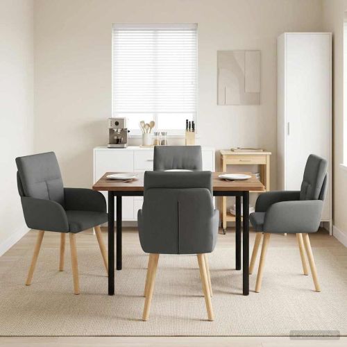 Обедени столове 4 pcs Текстил Тъмносиво 60 x 56 x 96 см