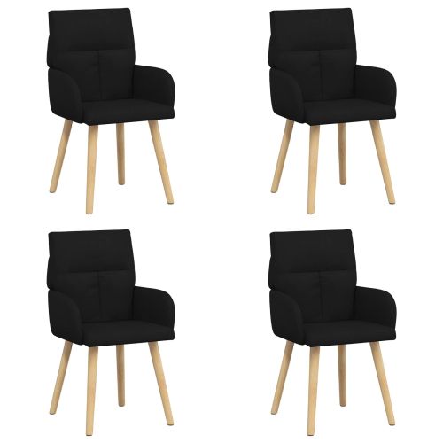 Обедени столове 4 pcs Текстил Черно 60 x 56 x 96 см