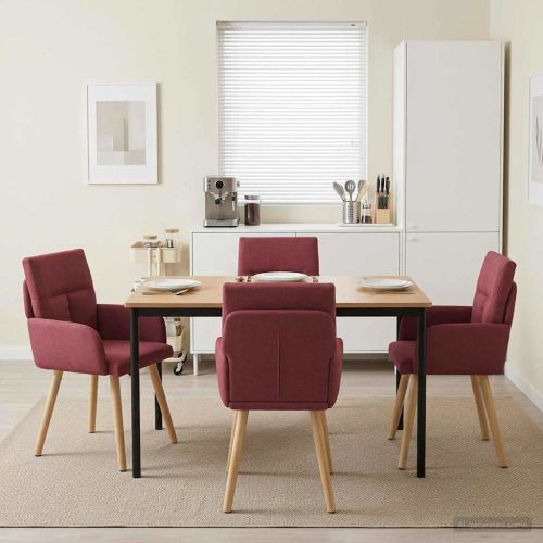 Обедени столове 4 pcs Текстил Виненочервен 60 x 56 x 96 см