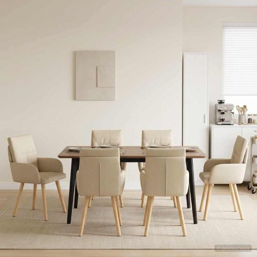 Обедени столове 4 pcs Текстил Кремаво 60 x 56 x 96 см