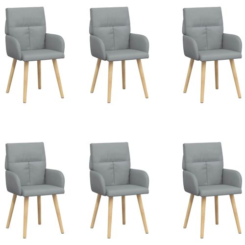 Обедени столове 6 pcs Текстил Светлосиво 60 x 56 x 96 см