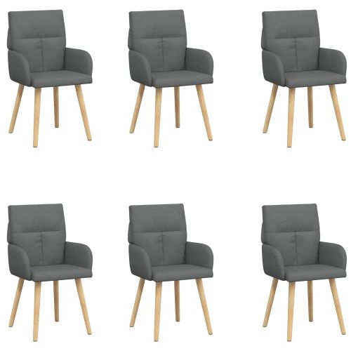 Обедени столове 6 pcs Текстил Тъмносиво 60 x 56 x 96 см