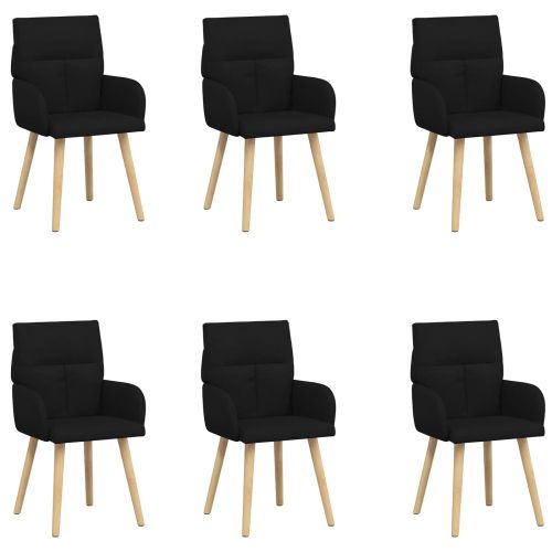 Обедени столове 6 pcs Текстил Черно 60 x 56 x 96 см