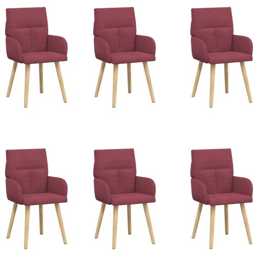 Обедени столове 6 pcs Текстил Виненочервен 60 x 56 x 96 см