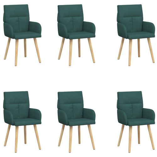 Обедени столове 6 pcs Текстил Тъмнозелено 60 x 56 x 96 см