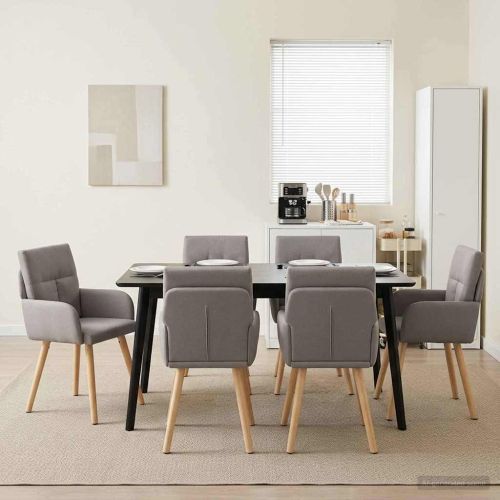 Обедени столове 6 pcs Текстил Таупе 60 x 56 x 96 см