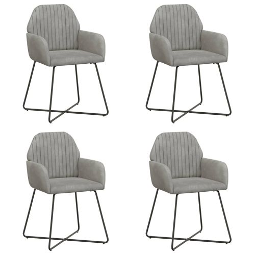 Обедени столове 4 pcs Кадифе Светлосиво 55 x 50 x 84 см