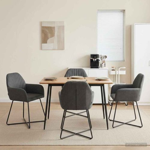 Обедени столове 4 pcs Кадифе Тъмносиво 55 x 50 x 84 см