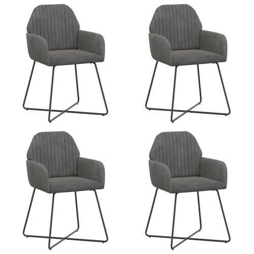 Обедени столове 4 pcs Кадифе Тъмносиво 55 x 50 x 84 см