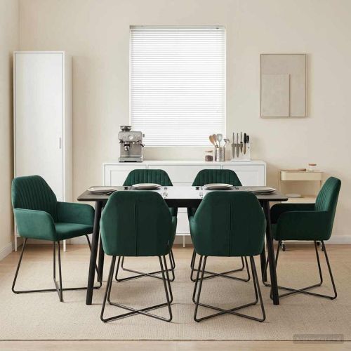 Обедени столове 4 pcs Кадифе Тъмнозелено 55 x 50 x 84 см