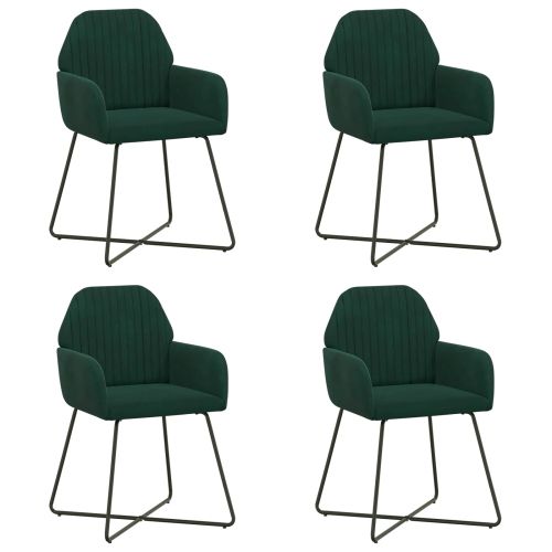 Обедени столове 4 pcs Кадифе Тъмнозелено 55 x 50 x 84 см