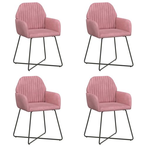 Обедени столове 4 pcs Кадифе Розово 55 x 50 x 84 см