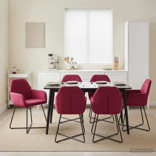 Обедени столове 4 pcs Кадифе Виненочервен 55 x 50 x 84 см