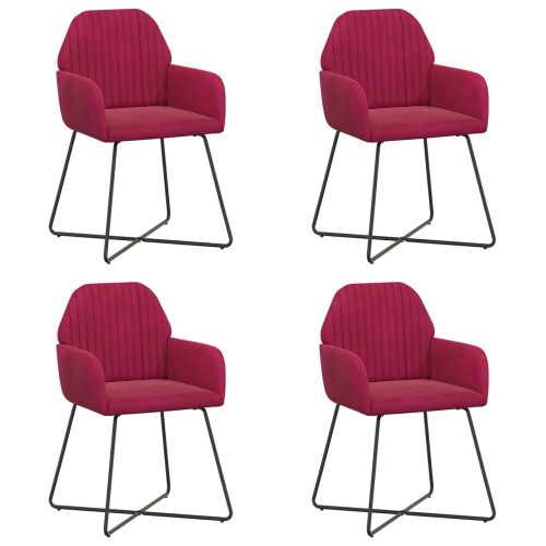 Обедени столове 4 pcs Кадифе Виненочервен 55 x 50 x 84 см
