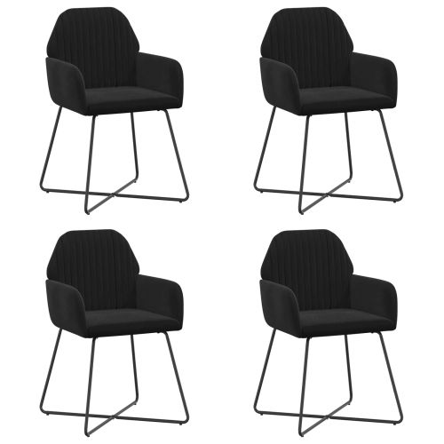 Обедени столове 4 pcs Кадифе Черно 55 x 50 x 84 см