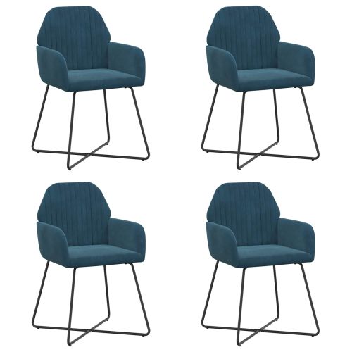 Обедени столове 4 pcs Кадифе Синьо 55 x 50 x 84 см
