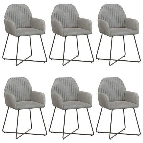 Обедени столове 6 pcs Кадифе Светлосиво 55 x 50 x 84 см