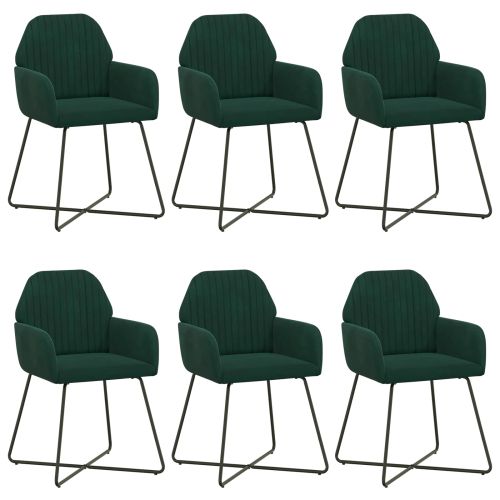Обедени столове 6 pcs Кадифе Тъмнозелено 55 x 50 x 84 см