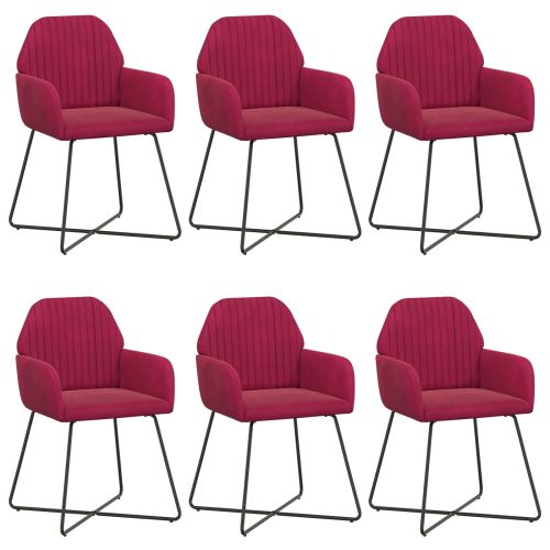 Обедени столове 6 pcs Кадифе Виненочервен 55 x 50 x 84 см