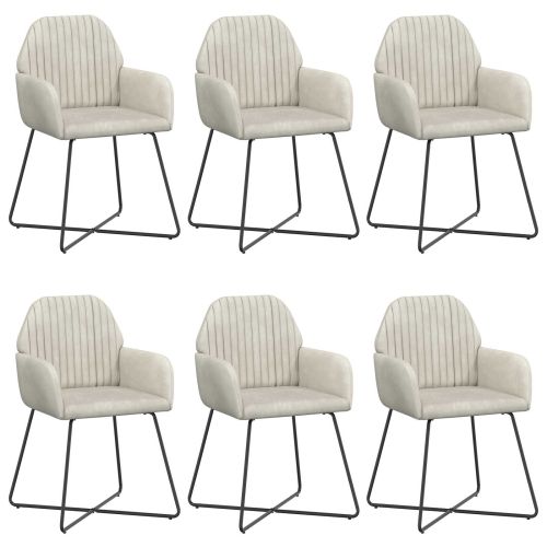 Обедени столове 6 pcs Кадифе Кремаво 55 x 50 x 84 см