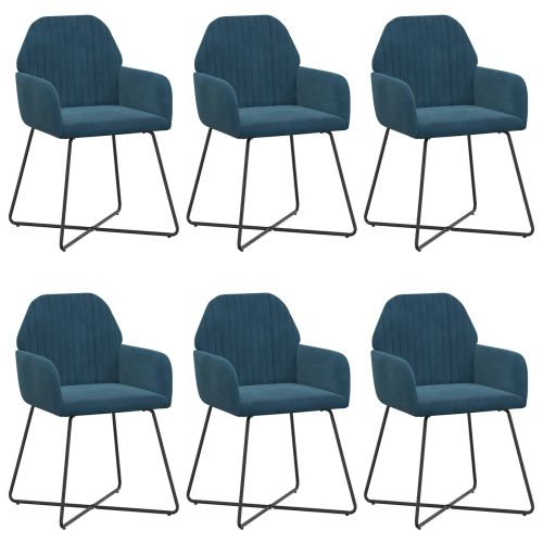 Обедени столове 6 pcs Кадифе Синьо 55 x 50 x 84 см