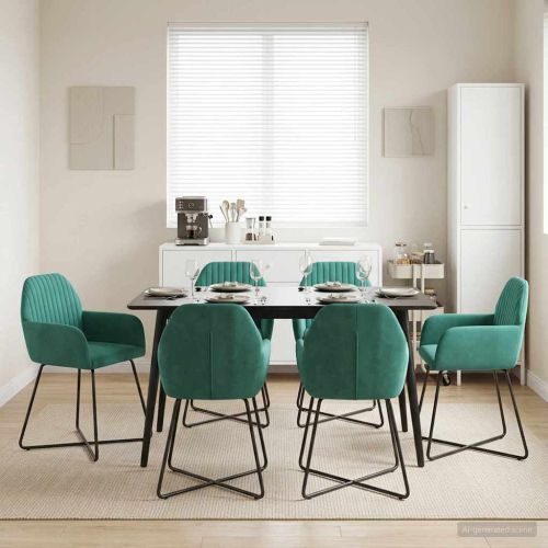 Обедени столове 6 pcs Кадифе Тюркоаз 55 x 50 x 84 см