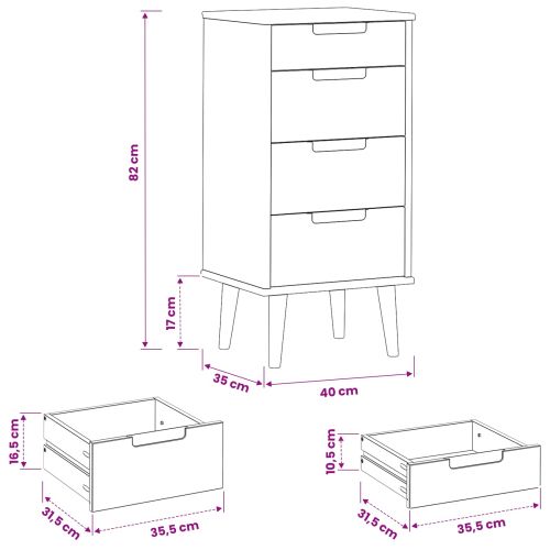 Плика MOLDE Черно 40 x 35 x 82 см Масивна борова дървесина