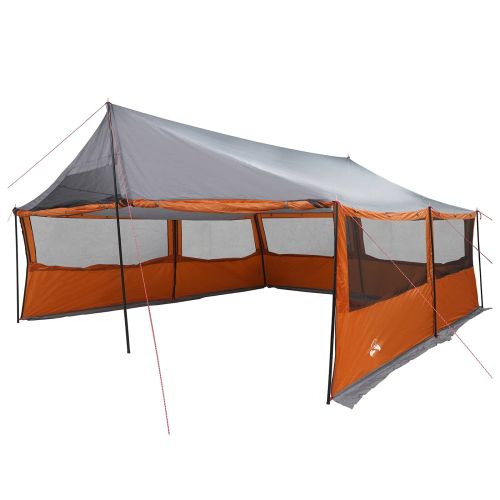 Семейна палатка с покрив Сив и оранжев 600 x 400 x 268 см