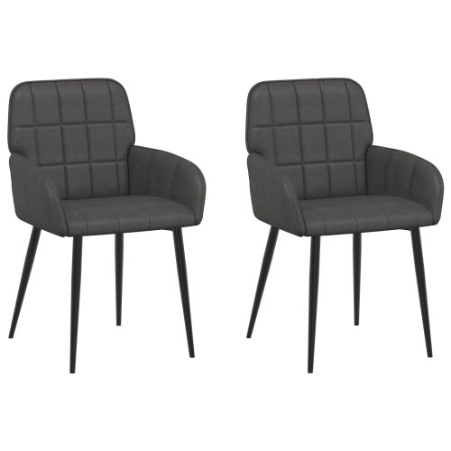 Обедени столове 2 pcs Изкуствена Черно 57 х 50 х 85 см