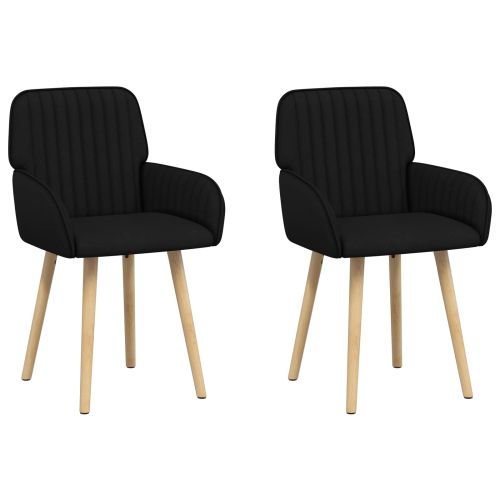 Обедени столове 2 pcs Текстил Черно 56,5 x 50 x 87,5 см