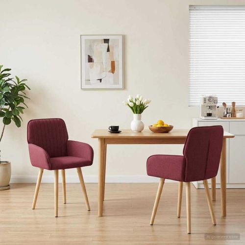 Обедени столове 2 pcs Текстил Виненочервен 56,5 x 50 x 87,5 см
