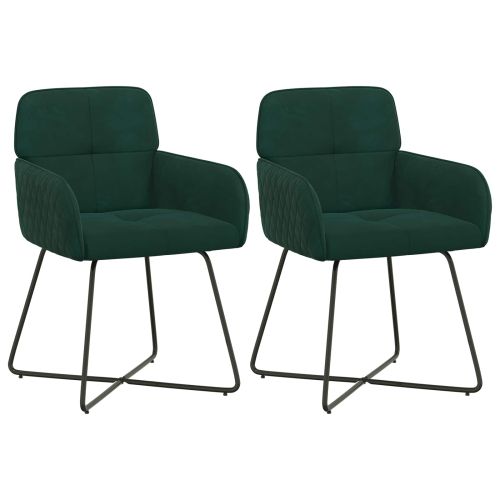 Обедени столове 2 pcs Кадифе Тъмнозелено 59 x 56,5 x 86 см